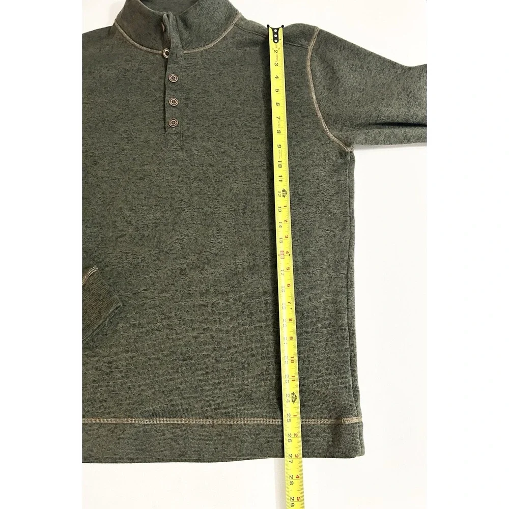 Weatherproof Vintage‎ Men's Fleece Henley Pullover Gray 3‑Button Size Large